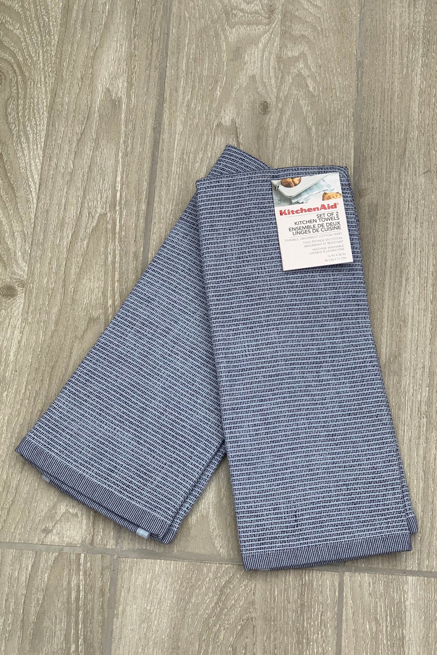 New KitchenAid Tea-Towels x2 Blue (Washed Denim)