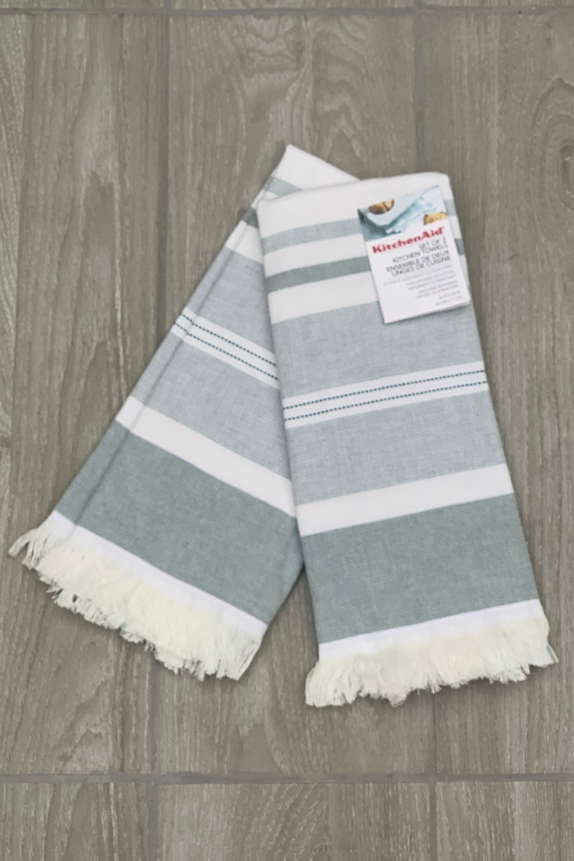 New KitchenAid Tea-Towels x2 Grey Stripes – Wild Haggis Direct