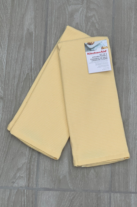 New KitchenAid Tea-Towels x2 Yellow