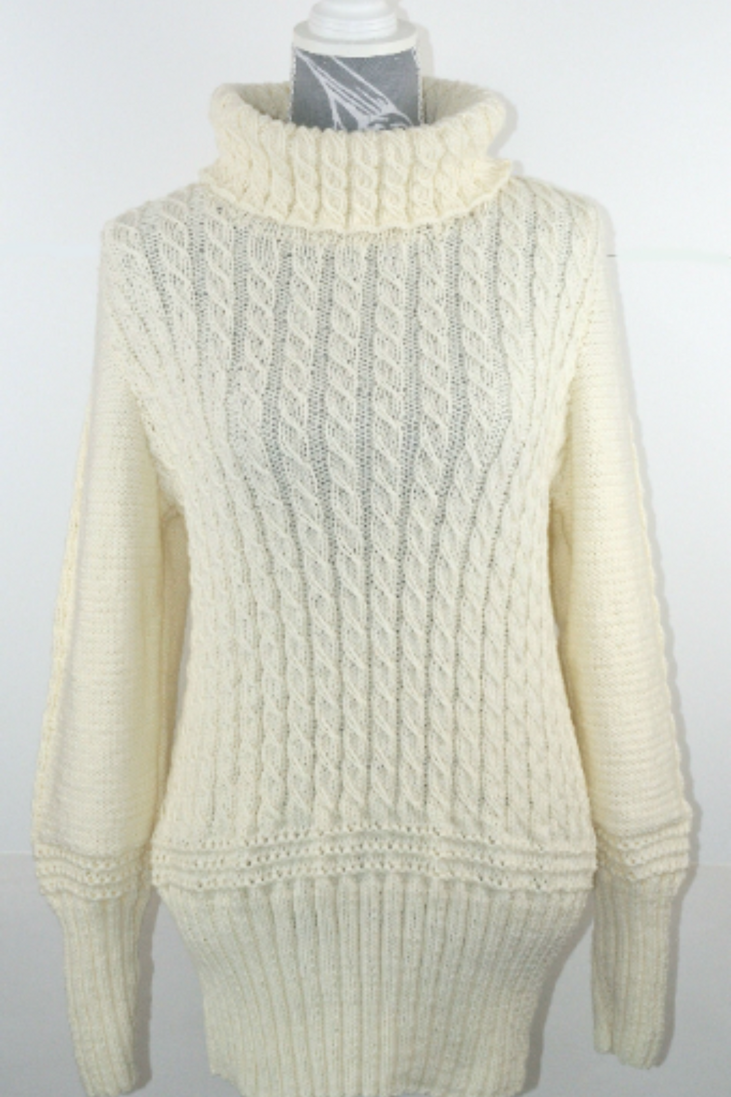 Ladies Merino Wool High Neck Sweater - Cream (UK 18)