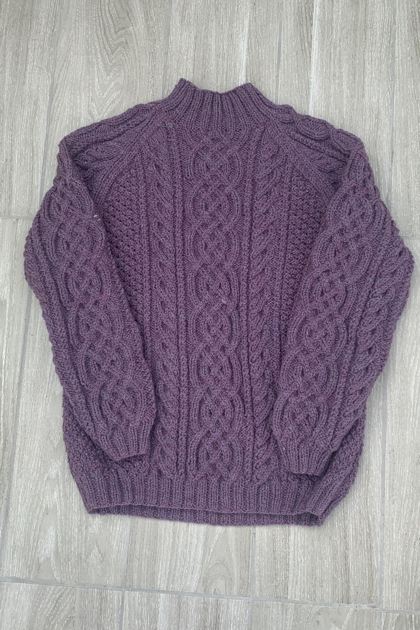 Unisex round-neck sweater with stand-up neck-band (38" chest) - Purple Heather